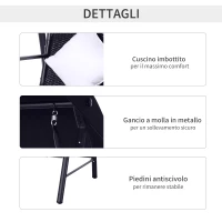 Outsunny Dondolo Polyrattan da Giardino a 3 posti, 2 Cuscini e Baldacchino Ferro Verniciato a Polvere Tetto Idrorepellente Cuscini Sfoderabili 198x124x179cm 360kg(m-7)