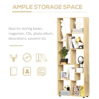 HOMCOM Bookshelf, Tall Bookcase, Modern Room Divider, 8 Cube Storage Unit, Freestanding Storage Shelf for Living Room, Bedroom, Home Office, 70 x 24 x 178 cm, Natural(m-4)
