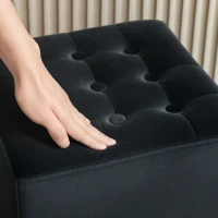 HOMCOM Velvet-Feel Square Ottoman - Grey(m-8)