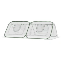 Outsunny Pop Up Mini Greenhouse with Roll Up Doors & Portable Zipper Bag for Plants Outdoor, PE Cover, 240 x 120 x 75cm(m-11)