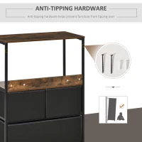 HOMCOM 3 Drawer Storage Chest Unit Home Cabinet w/ Shelves Home Living Room Bedroom Entryway Living Furniture, Black(m-6)