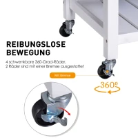 HOMCOM Küchenschrank Küchentrolley Rollwagen Servierwagen mit Schublade Holz weiß 65 x 48 x 90cm(m-4)