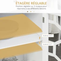 HOMCOM Chariot de service - desserte de cuisine à roulettes - tiroir, placard, porte-serviette -  blanc(m-5)
