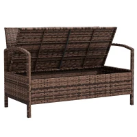 Outsunny 125L Storage Garden Bench, with Cushion - Brown(m-11)
