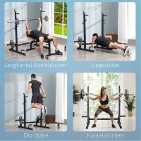HOMCOM Hantelständer Multi-Funktions Langhantelablage Hantelablage höhenverstellbar Langhantel Krafttraining bis 150 kg belastbar Barbell Rack Stahl Schwarz(m-6)