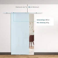 HOMCOM Glasschiebetür Schiebetür Glastür Zimmertür Mattglas 775 x 2050 mm(m-4)