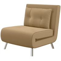 HOMCOM Liegesessel Sessel mit Liegefunktion Schlafsessel, Knopfheftung, Leinenoptik, 77 cm x 88 cm x 83 cm, Braun(m-1)