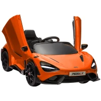 AIYAPLAY McLaren 765LT Licensed 12V Kids Electric Ride on Car with Butterfly Doors, Remote Control, Transport Wheels, Orange(m-1)