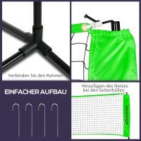 SPORTNOW Badminton-Set mit 2 Schlägern, 3 Federbällen, höhenverstellbar 107-155 cm, Schwarz-Grün(m-7)