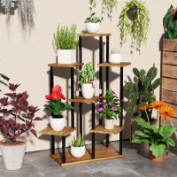 Outsunny Seven Wooden Shelf Plant Stand(m-2)