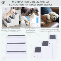 PawHut Scaletta per Cani a 3 Gradini con Tappeto Antiscivolo e Spazio Interno, 40.5x44.5x38cm, Bianco(m-4)