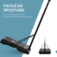 HOMCOM Canestro Basket Altezza Regolabile 5 Livelli 175-215cm, Struttura Metallo e Base Riempibile con Ruote, Tabellone PE(m-6)