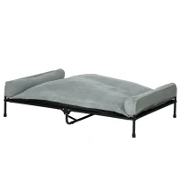 PawHut Erhöhtes Hundebett Hundeliege Haustierbett Schlafplatz Hundesofa Hundebett mit Kissen im Innen- und Außenbereich Netzstoff Schwarz+Hellgrau 120 x 80 x 30 cm(m-10)