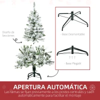 HOMCOM Árbol de Navidad Artificial 120 cm con Nieve Ignífugo con 200 Ramas Decoración Navideña para Interiores Verde(m-6)