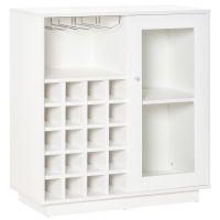 HOMCOM Modern Wine Cabinet Cupboard with Glass Door, Glass Holder & 20-Bottle Wine Rack for Living Room, Home Bar, Dining Room
