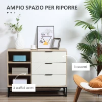 HOMCOM Credenza Moderna a Base Rialzata con 3 Cassetti e 3 Ripiani Aperti in MDF, Truciolato e Acciaio, 100x40x79.5 cm(m-4)