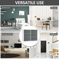 HOMCOM Chests of Drawer, Fabric Dresser Storage Cabinet with 6 Drawers for Bedroom, Living Room and Hallway, White and Grey(m-6)