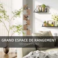 HOMCOM Étagère d'angle Murale de Rangement Forme Zigzag 20L x 20l x 126H cm 5 Niveaux Bois chêne Clair(m-5)