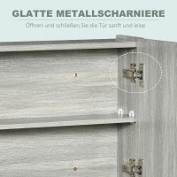 kleankin Spiegelschrank Badschrank mit zwei Türen und Ablage wasserfest Grau 80 x 15 x 60cm(m-5)