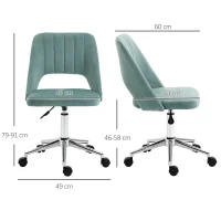 Vinsetto Mid Back Office Chair Velvet Fabric Swivel Scallop Shape Computer Desk Chair for Home Study Bedroom Green(m-3)