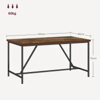 HOMCOM Tavolo da Pranzo per 6 Persone Stile Industriale in Legno e Acciaio, 150x80x75 cm, Marrone(m-3)