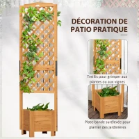 Outsunny Jardinière avec treillis sur pieds pour plantes - dim. 54,5L x 52l x 180H cm - Bois Sapin pré-huilé(m-4)