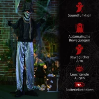 HOMCOM Halloween-Geist, Halloween-Dekoration, Soundfunktion, mit Bewegungssensor und LED-Lichtern, 101 cm x 64 cm x 178 cm(m-7)