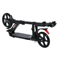 HOMCOM Kick Scooter Foldable Aluminum Ride On Toy For 8+ Adult Teens with Foot Brake, Adjustable Handle, Black(m-11)