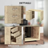 HOMCOM Scrivania Angolare per PC con 3 Cassetti e Ripiani Aperti, in Legno e Metallo, 117x83.5x76 cm, Noce(m-8)
