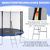 HOMCOM Trampolin Ø345 cm Gartentrampolin mit Sicherheitsnetz Randabdeckung gepolstert Stahl Schwarz+Blau bis 100 kg(m-6)