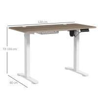 Vinsetto Bureau assis-debout électrique réglable en hauteur avec fonction mémoire, bureau réglable en hauteur 72-116 cm(m-3)