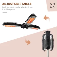 Outsunny Electric Umbrella Parasol Mounted Infrared Heater 2000W outdoor Gazebo Outdoor Use(m-6)