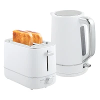 HOMCOM Kettle and Toaster Set, 1.7L 3000W Fast Boil Kettle & 2 Slice Toaster Kitchen Set with 6 Level Browning Controls, Defrost, Reheat, White(m-1)