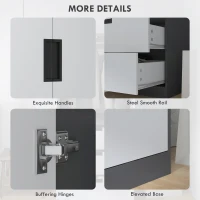 HOMCOM 2 Door Wardrobe, Modern Wardrobe with 3 Drawers and Hanging Rod for Bedroom, Grey(m-5)