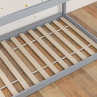 HOMCOM Single Bed Frame, House Scandinavian Style Wooden Bed Frame for 90W x 190Dcm Mattress, Pine Wood Bed Base, Grey(m-9)