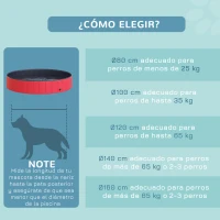PawHut Piscina Plegable para Perros Gatos Ø160x30 cm Bañera Portátil para Mascotas PVC Antideslizante Múltiples Usos para Interiores y Exteriores Rojo(m-9)