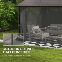 Outsunny 4 x 3m Aluminium Frame Hard Gazebo, with Accessories - Brown(m-5)