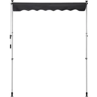 Outsunny Store banne manuel rétractable 2L x 1,5l x 1,7-2,8H m inclinaison réglable installation rapide store banne sans perçage pour balcon métal aluminium polyester gris(m-10)