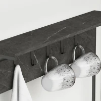 HOMCOM Coat Stand, Industrial Coat Rack with Shoe Storage, Free Standing Hall Tree with 5 Hooks, 5 Shelves and Steel Frame for Hallway, Entryway, Grey Marbled(m-8)