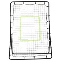 HOMCOM Baseball Rebounder, Tragebar Softball Pitchback-Netz, Rückprallnetz mit Ziel Zone, verstellbarem Winkel Pitching Netz für Basebälle Softbälle, Metall, Schwarz(m-10)