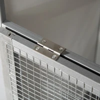 PawHut Jaula para Pájaros de Madera con 3 Puertas 4 Perchas Bandeja Extraíble y Techo Asfáltico 80,5x57x153 cm Gris Claro(m-9)