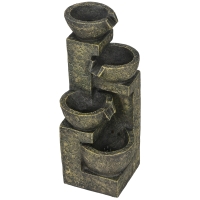 Outsunny Gartenbrunnen Wasserbrunnen Brunnen, verstellbare Geschwindigkeit, 25 x 24 x 60 cm, Schwarz