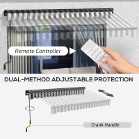 Outsunny 2.5 x 3.5m Aluminium Frame Electric Awning, with Remote - Grey/White(m-4)