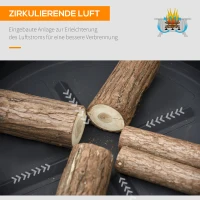 Outsunny 2-in-1 Feuerschale Feuerkorb Feuerstelle mit Funkenschutz Grillrost Garten BBQ Schwarz+Braun Ф78 x 60H cm(m-7)