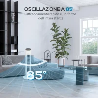 HOMCOM Ventilatore a Colonna con Telecomando e 3 Velocità, Timer 15 Ore, Oscillazione e Modalità Notte, Bianco(m-6)