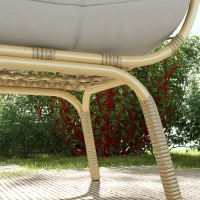 Outsunny Rattansessel Outdoorsessel, wetterbeständig, 126 cm x 72 cm x 126 cm, Natur + Grau(m-5)