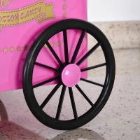 HOMCOM Máquina de Algodón de Estilo Retro con Medidor y 10 Palos de Bambú Acero Inoxidable y Aluminio 30x30x28 cm Rosa(m-9)