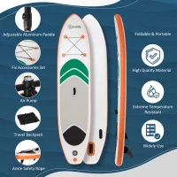 Outsunny 10'6" x 30" x 6" Inflatable Stand Up Paddle Board, Non-Slip & Ultra-Light Deck with Adj Paddle, ISUP Accessories, Pump and Carry Bag, for Youth Adults Beginner(m-4)