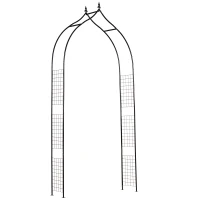 Outsunny Vintage Style Steel Garden Patio Outdoor Arbor & Trellis Arch Support Vines & Climbing Plants Garden Decoration - Black 2.5H m(m-1)