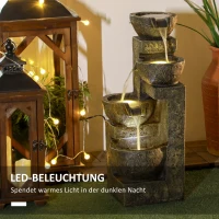 Outsunny Gartenbrunnen Wasserbrunnen Brunnen, verstellbare Geschwindigkeit, 25 x 24 x 60 cm, Schwarz(m-6)